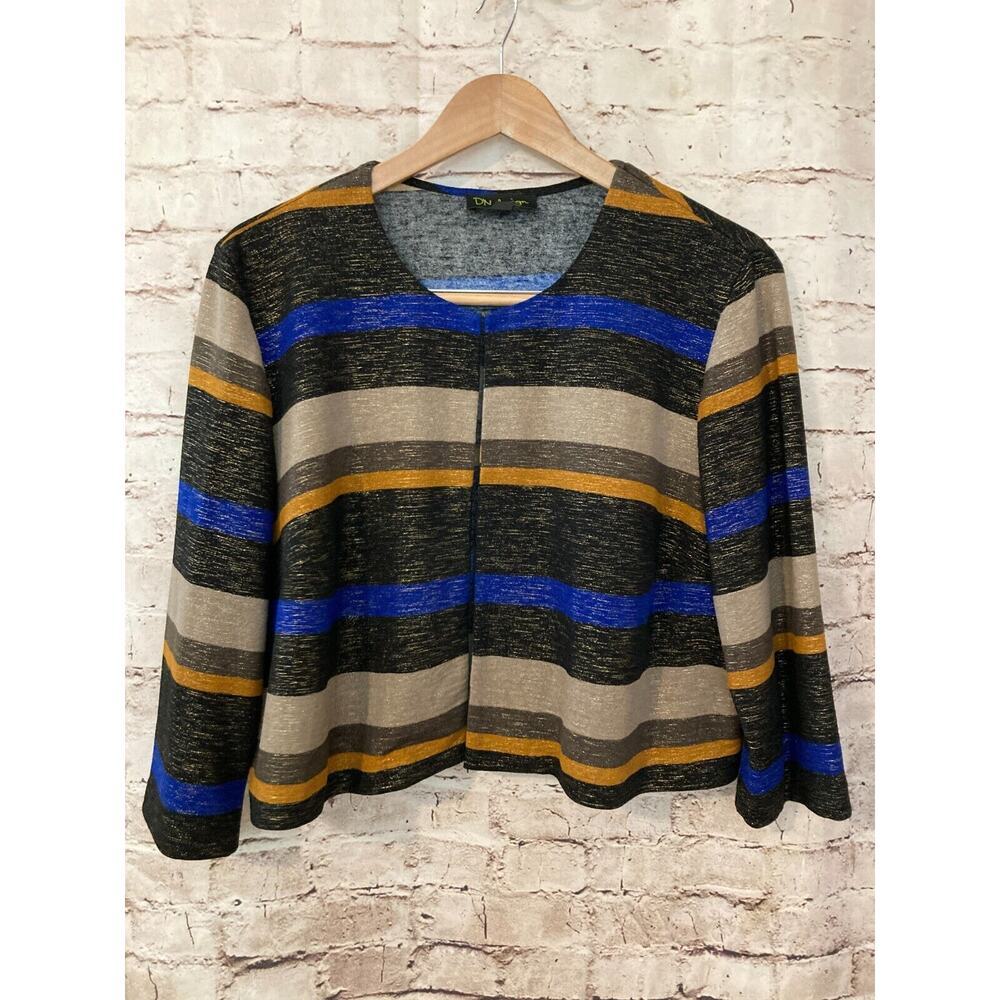 DN Design Top Womens‎ 18 Layering Coverlet Cropped Striped Glitter Evening Open